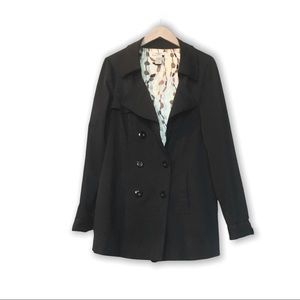 Vertigo Paris Black Button-Down Double Breasted Mini Trench Coat Large
